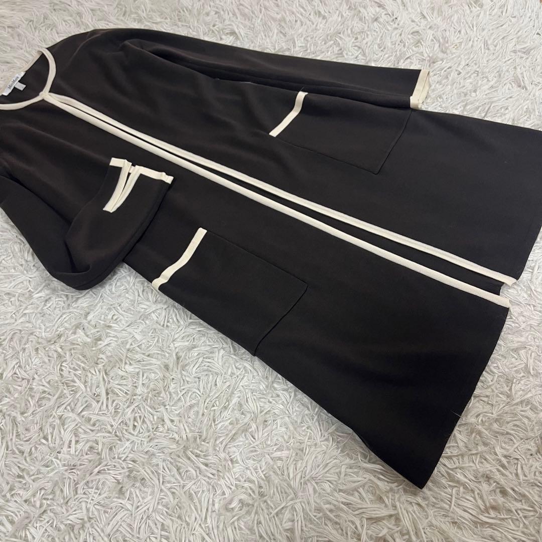 美品✨マックスマーラ ロングカーディガン シルク混 白タグ バイカラー S