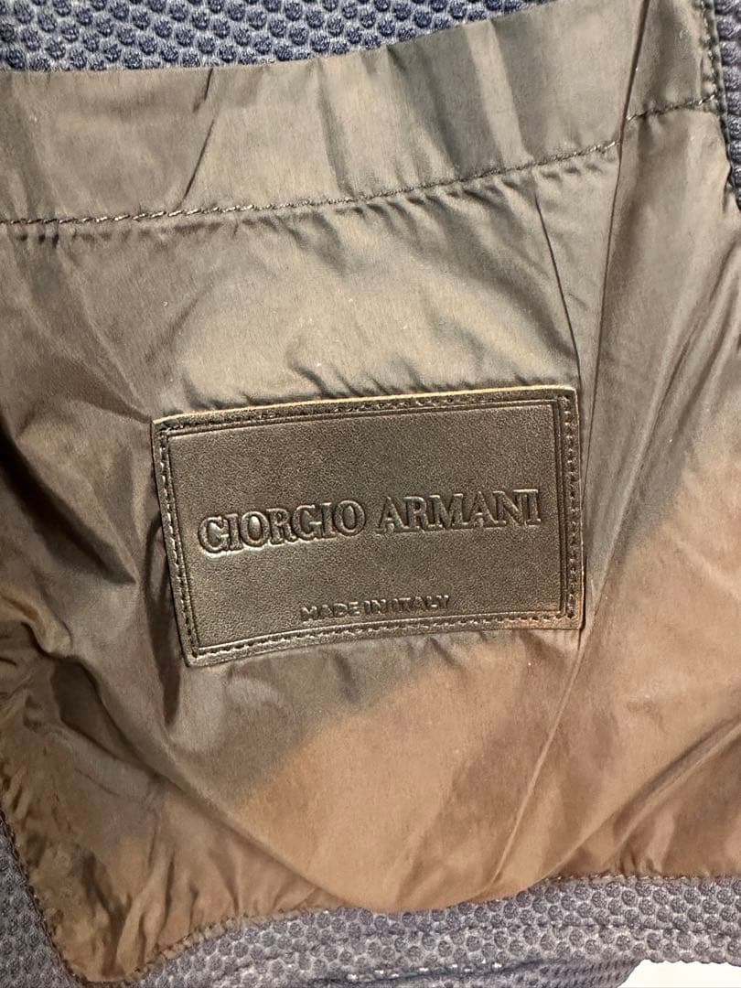 Giorgio Armani ネイビー　テーラードジャケット　ワッフル　黒タグ