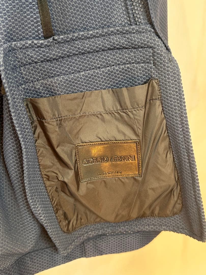 Giorgio Armani ネイビー　テーラードジャケット　ワッフル　黒タグ