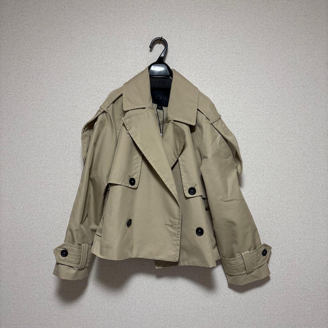 【ZARA】新品タグ付き ZW ショート撥水加工 トレンチコート