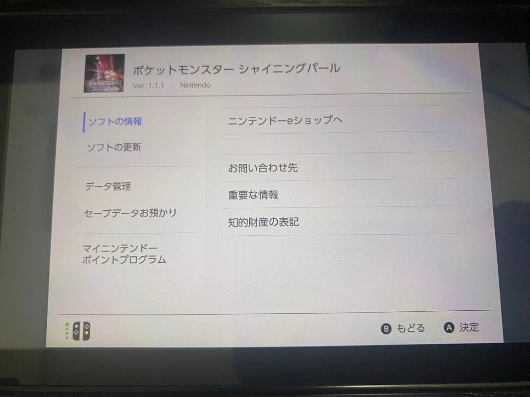 Nintendo Switch 本体 未対策機 シャイニングパール 1.1.1