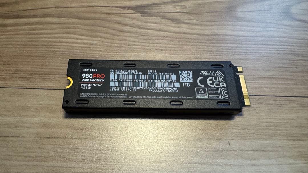 【健康度100%】Samsung 980 PRO ヒートシンクモデル 1TB