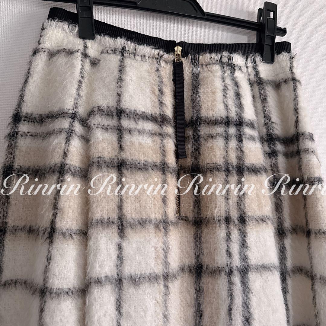 【美品】ANAYI シャギーチェック ロングスカート