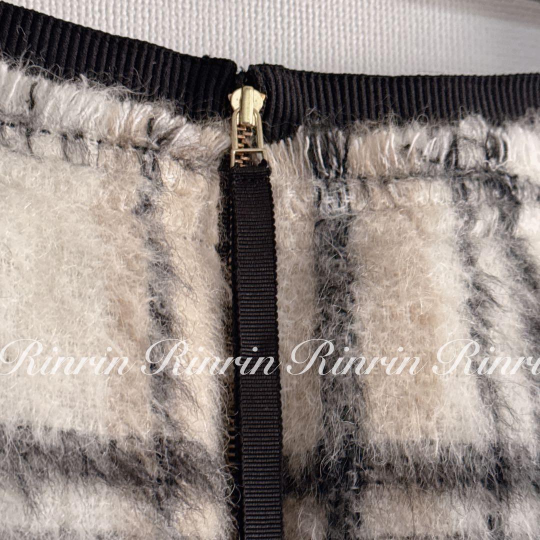 【美品】ANAYI シャギーチェック ロングスカート