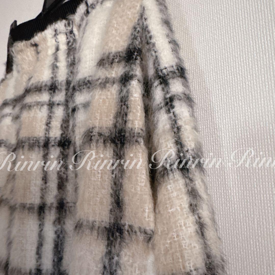 【美品】ANAYI シャギーチェック ロングスカート