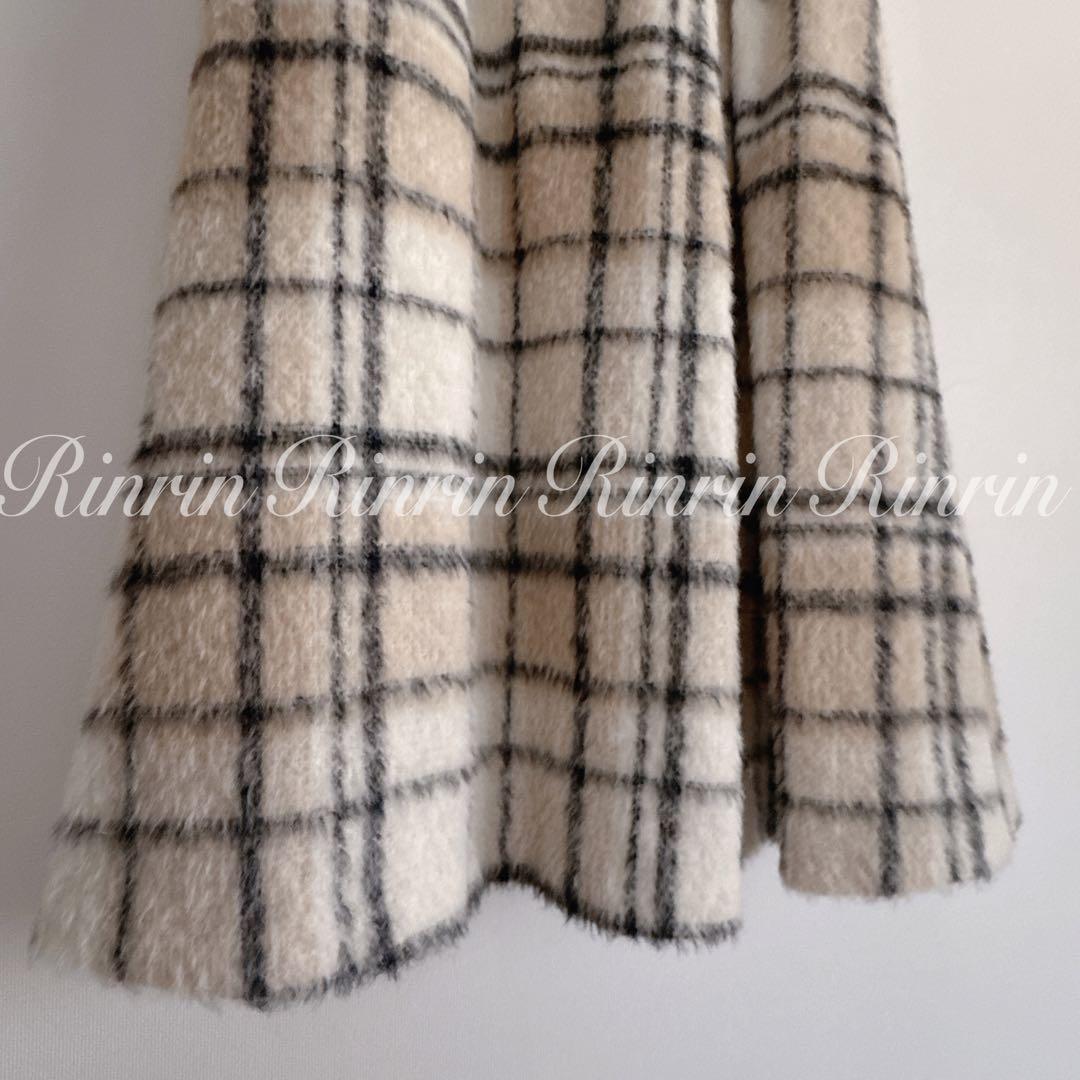 【美品】ANAYI シャギーチェック ロングスカート