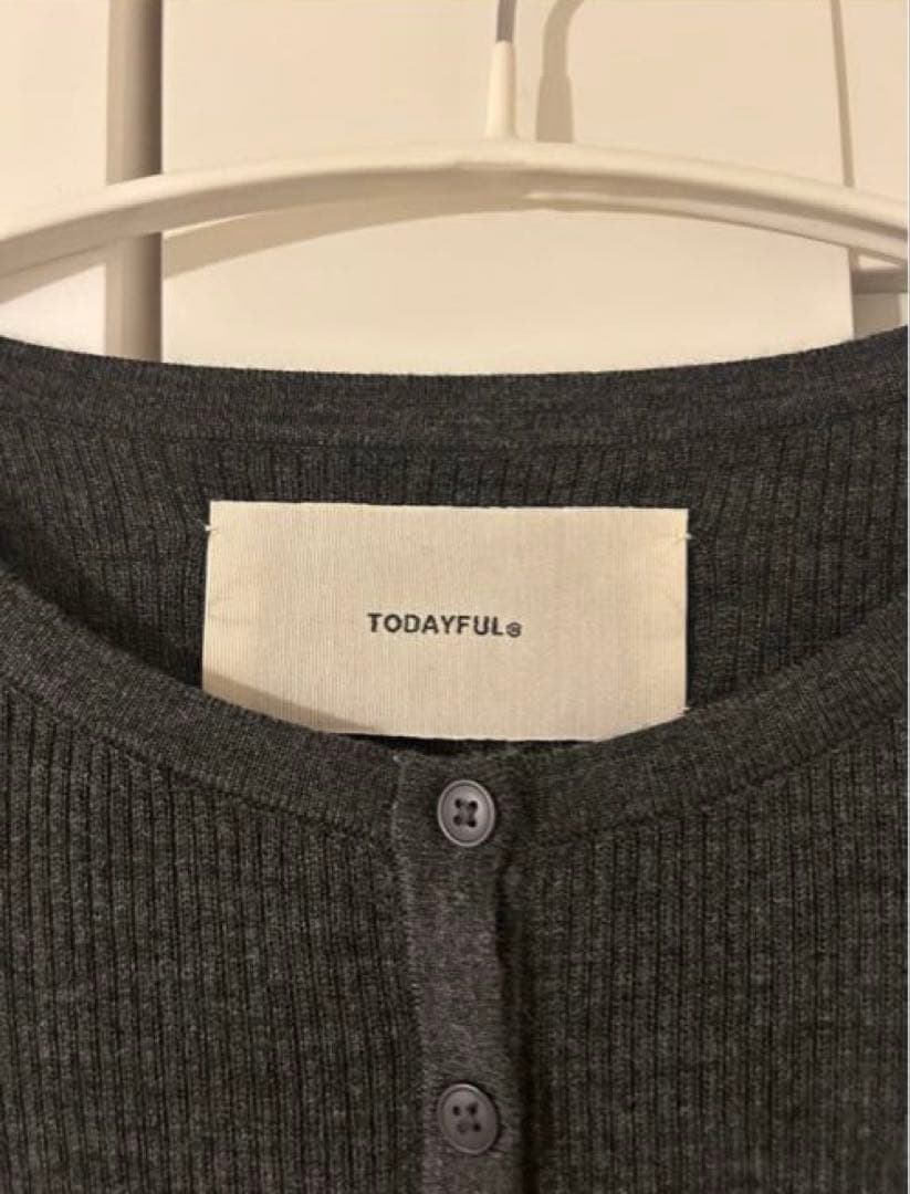 Silkwool Knit Cardigan TODAYFUL チャコールグレー