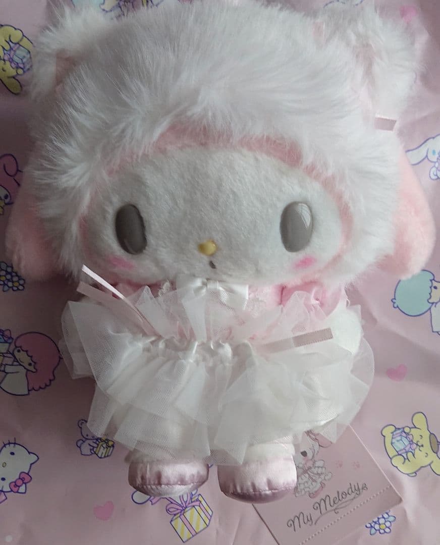 【美品】サンリオ マイメロディ 白猫バレリーナ ぬいぐるみ