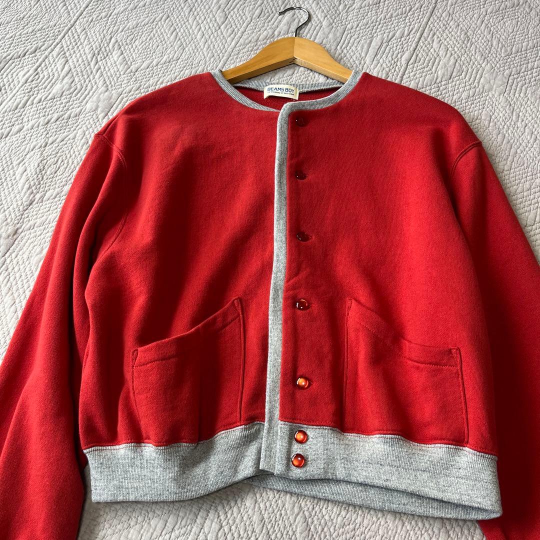 BEAMS BOY／2トーンスウェットカーディガン