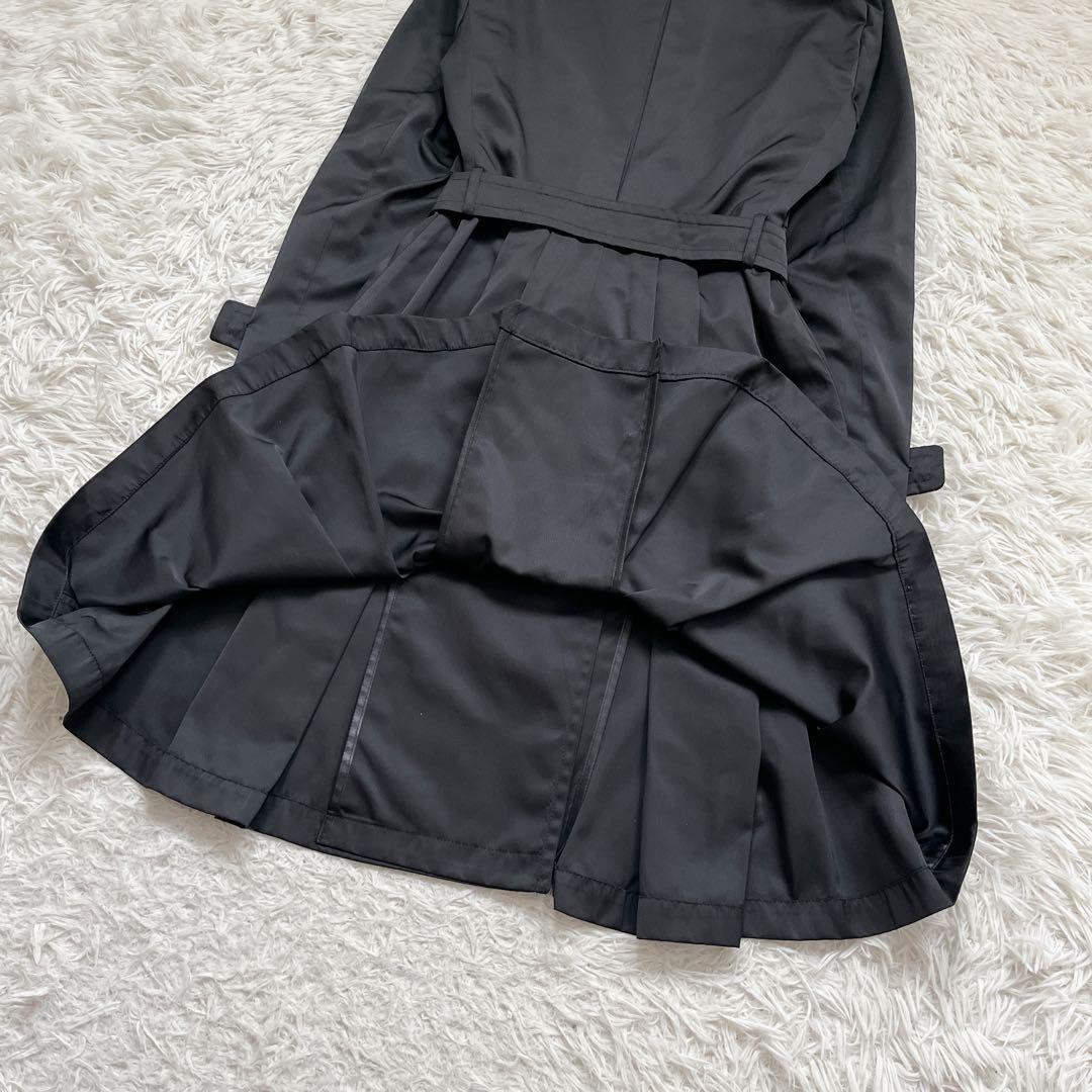 美品✨Max Mara トレンチコート ベルトリボン　Aライン　ロング　黒