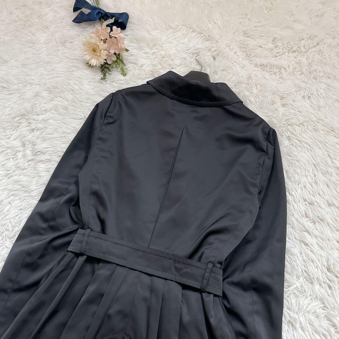 美品✨Max Mara トレンチコート ベルトリボン　Aライン　ロング　黒