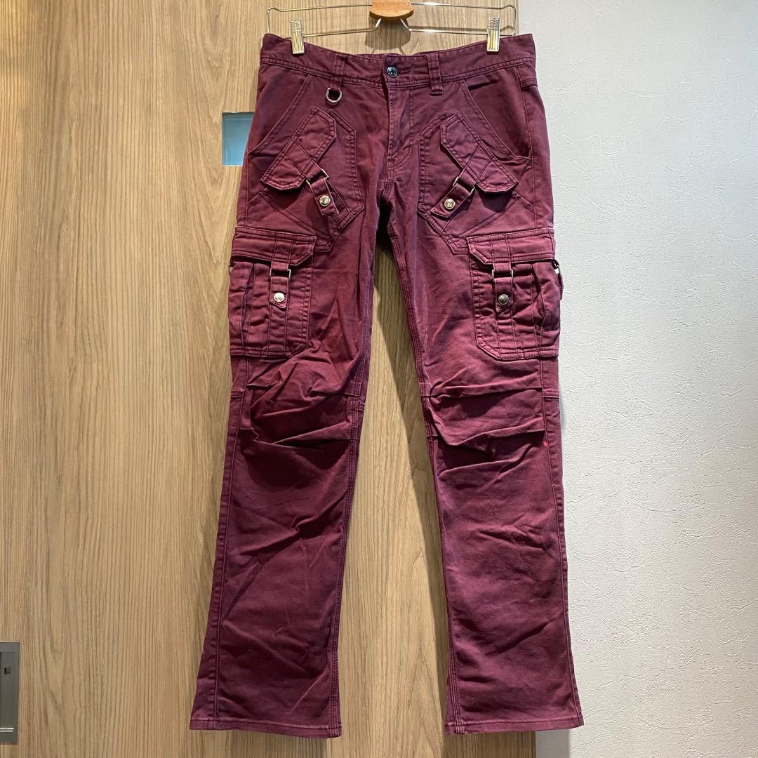 HIDEAWAYS NICOLE お兄系 ギミックy2k ボルドー フレアパンツ