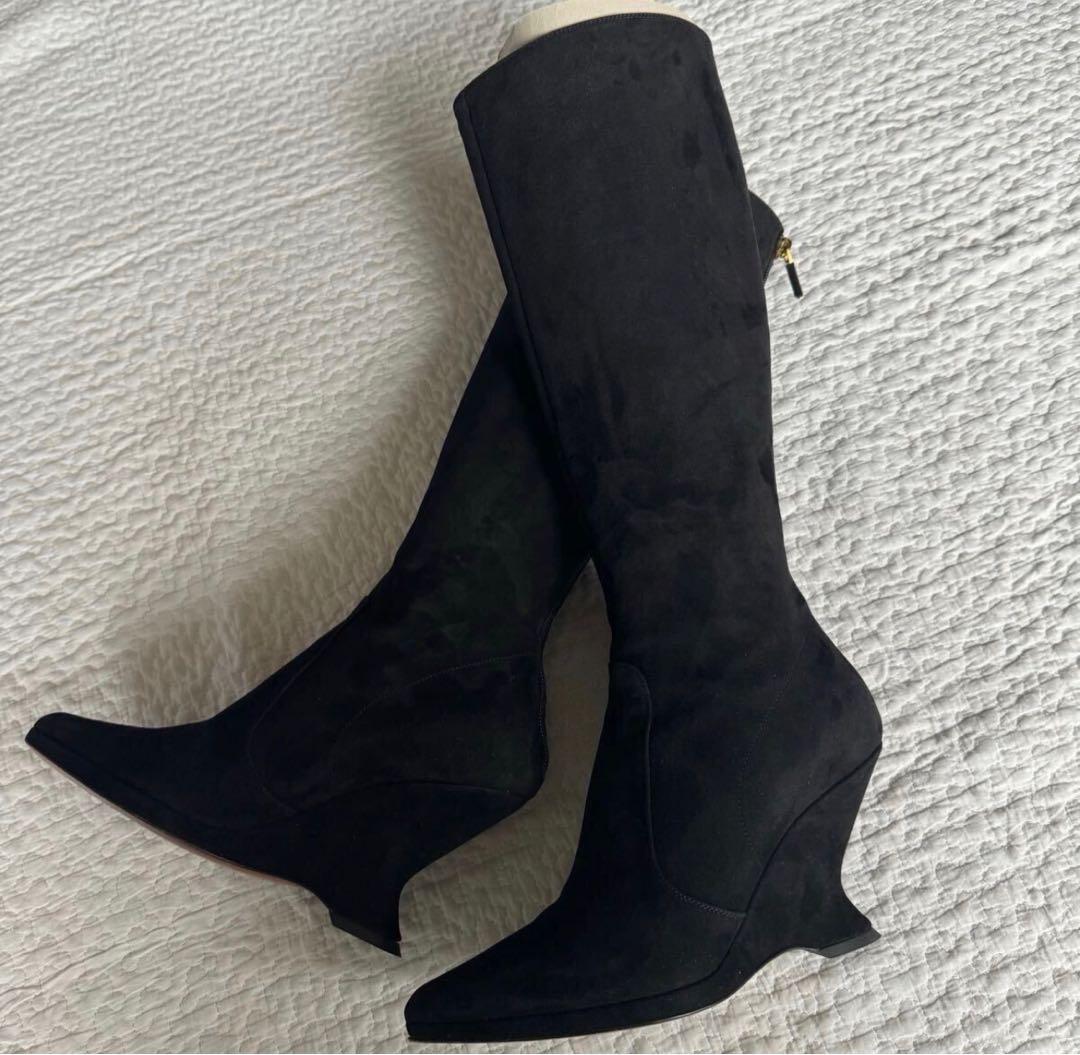 美品希少Christian Dior ロングブーツ スエード ブラック 23cm