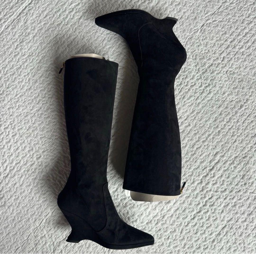 美品希少Christian Dior ロングブーツ スエード ブラック 23cm