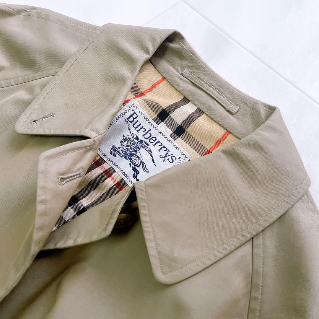 美品✨バーバリー ステンカラーコート ノバチェック 玉虫色 80〜90s 白タグ