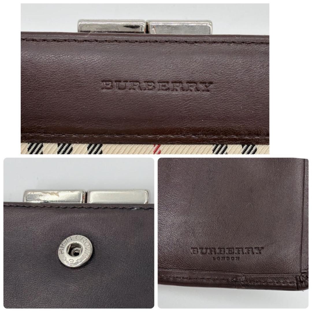 BURBERRY バーバリー がま口 二つ折り財布 ノバチェック レザー