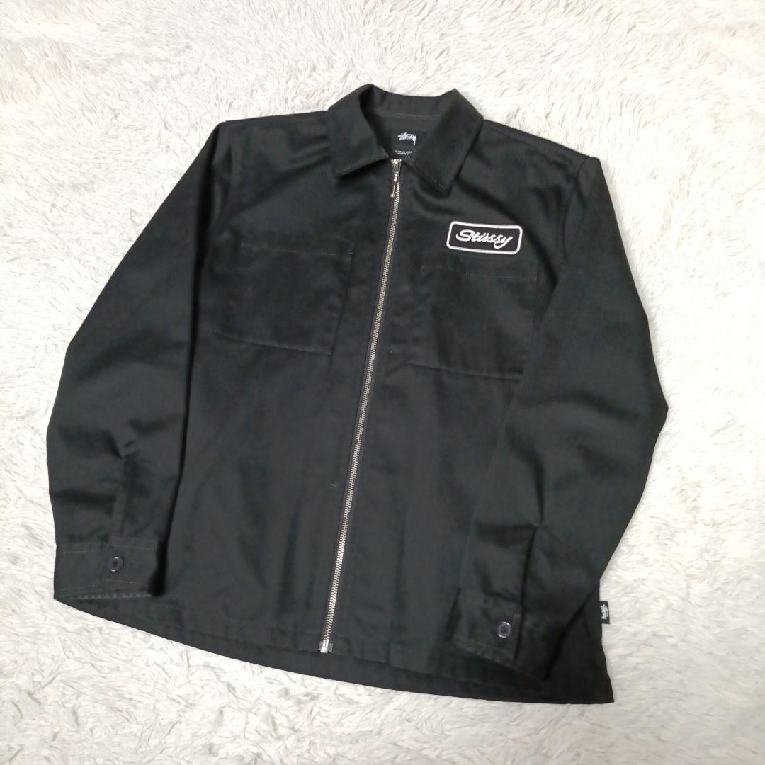 極美品■STUSSY フルジップ ブルゾン ブラック コットンジャケット