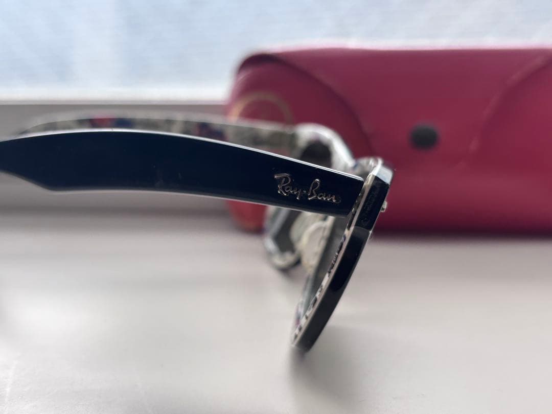 Ray-Ban レイバン サングラス ブラック×総柄 ケース・クロス付き