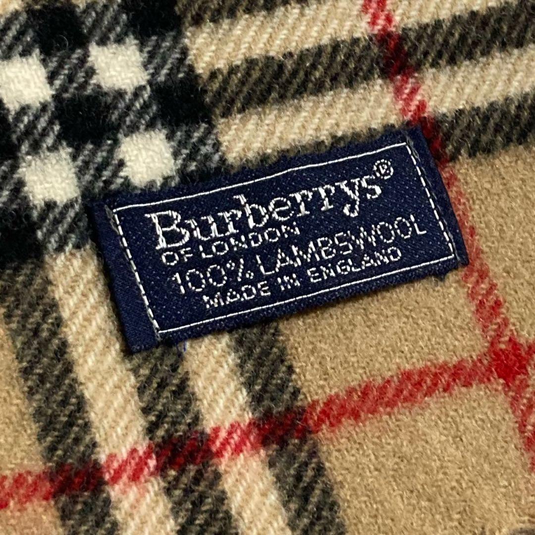 美品 BURBERRY イングランド製 ウールマフラー ベージュチェック