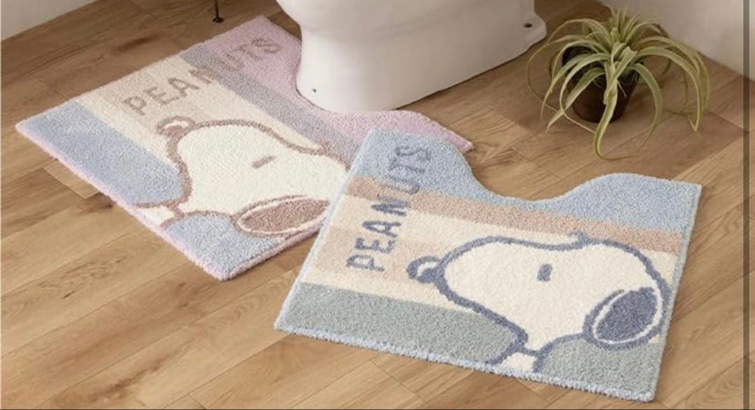 26日迄大特価　ブルー色　PEANUTS スヌーピー トイレマットセット　新品