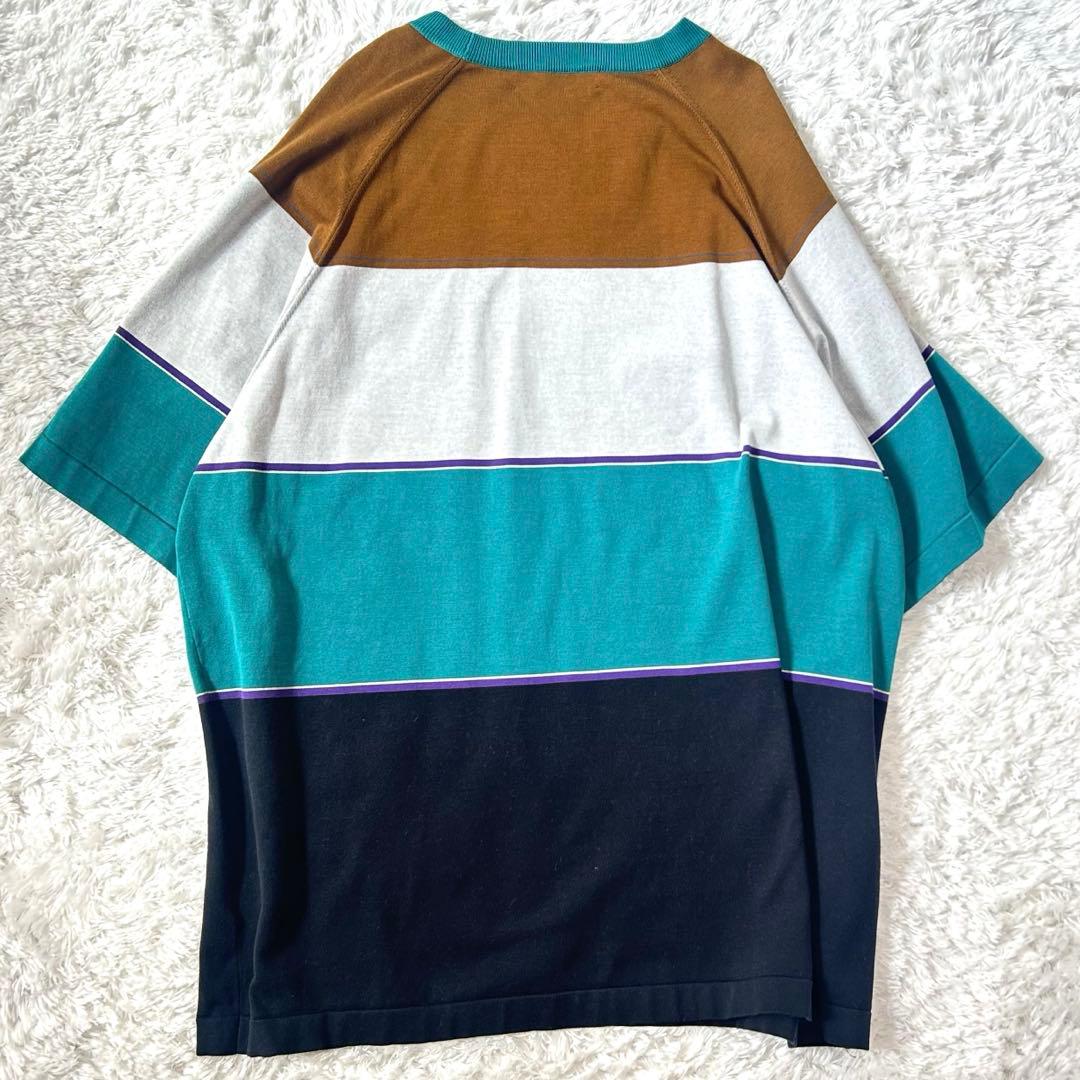 極美品CABaN マルチカラー ニットTシャツ Lサイズ　洗濯可能