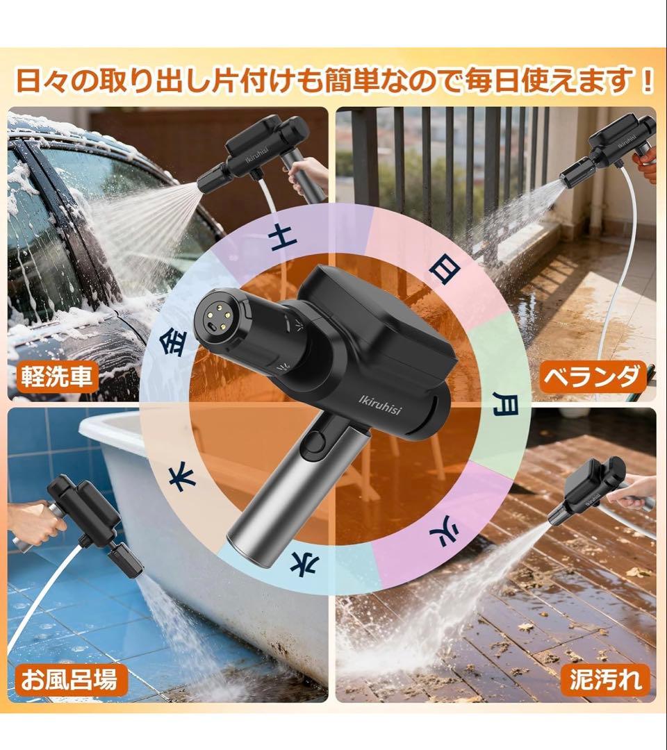 ✨新品未使用水圧・水量アップデート版高圧洗浄機 ハンディ コンパクト コードレス
