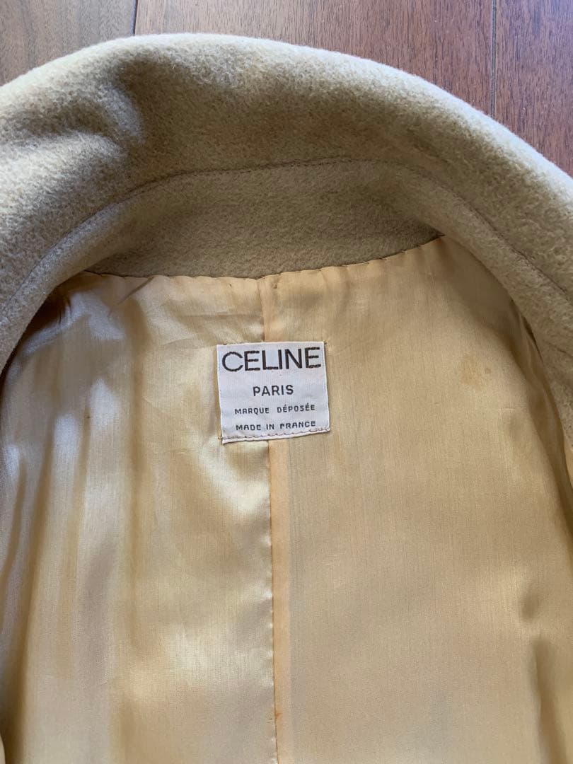 CELINE ウールコート ベージュ 金ボタン オールドセリーヌ