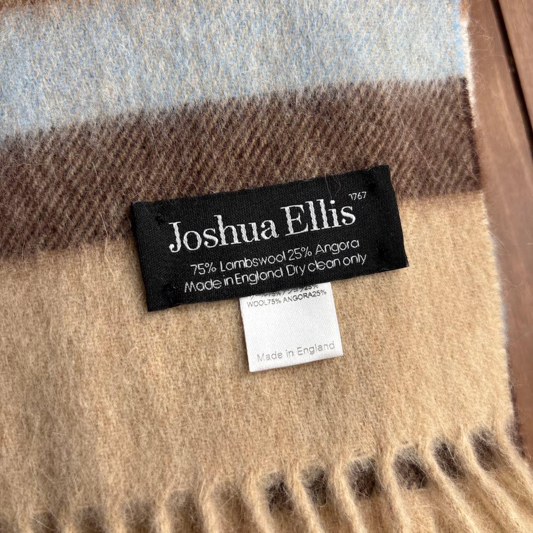 Joshua Ellis ストール　大判　ベージュ　チェック柄　ウール　アンゴラ
