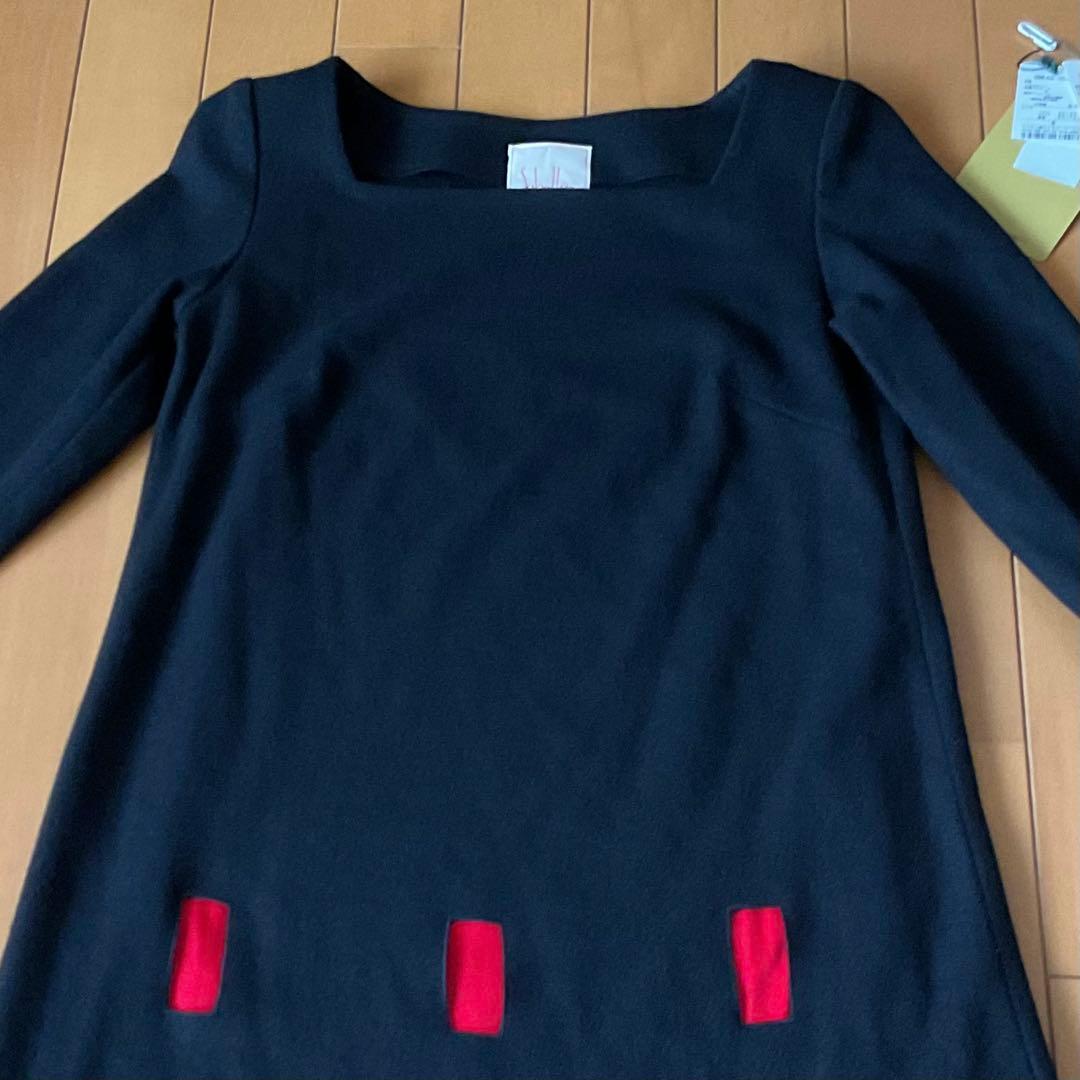 ★シビラ★カットワークワンピース　黒と赤ツインセット　ウール　M タグ付き新品