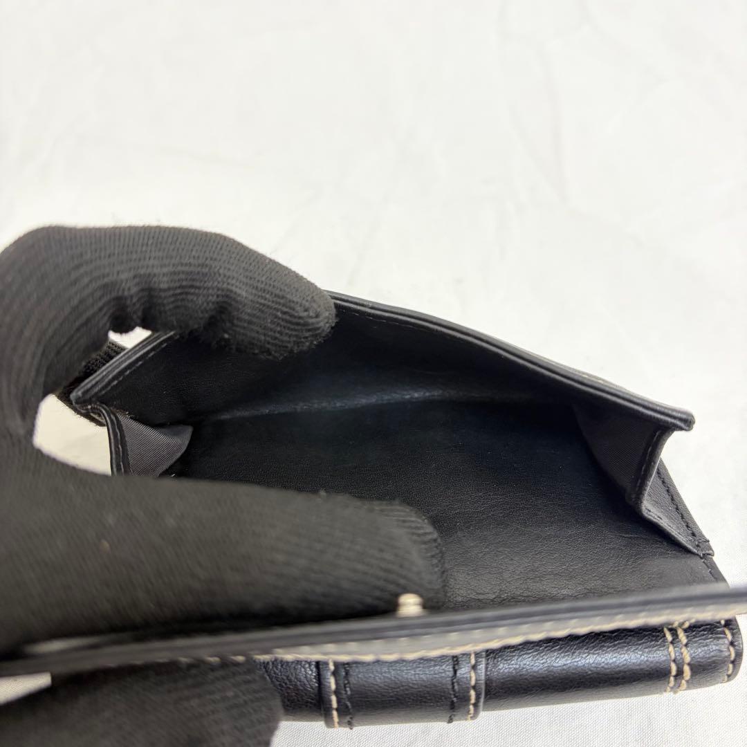 B-458 COACH 三つ折財布 ブラック レザー バックル 001