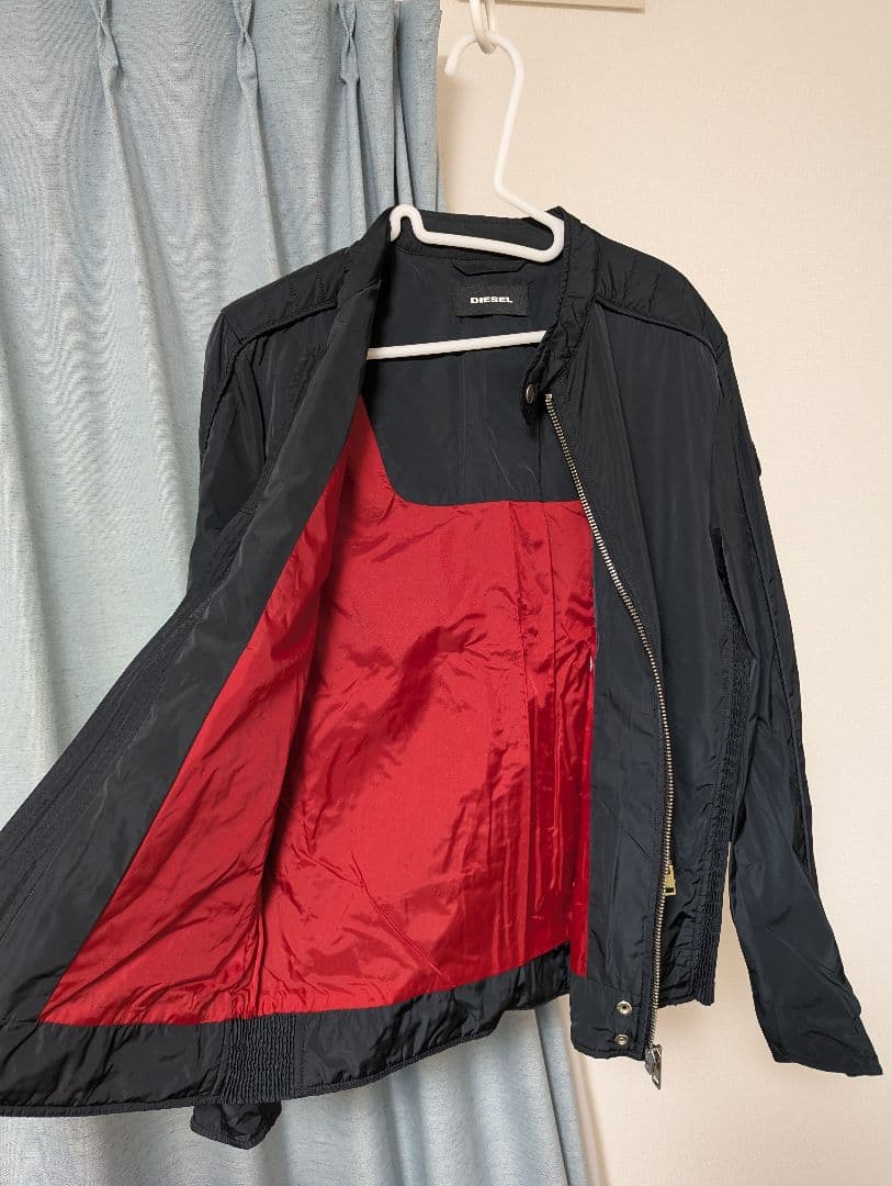 【美品】DIESEL ディーゼル シングルライダース ジャケット M 黒 赤裏地