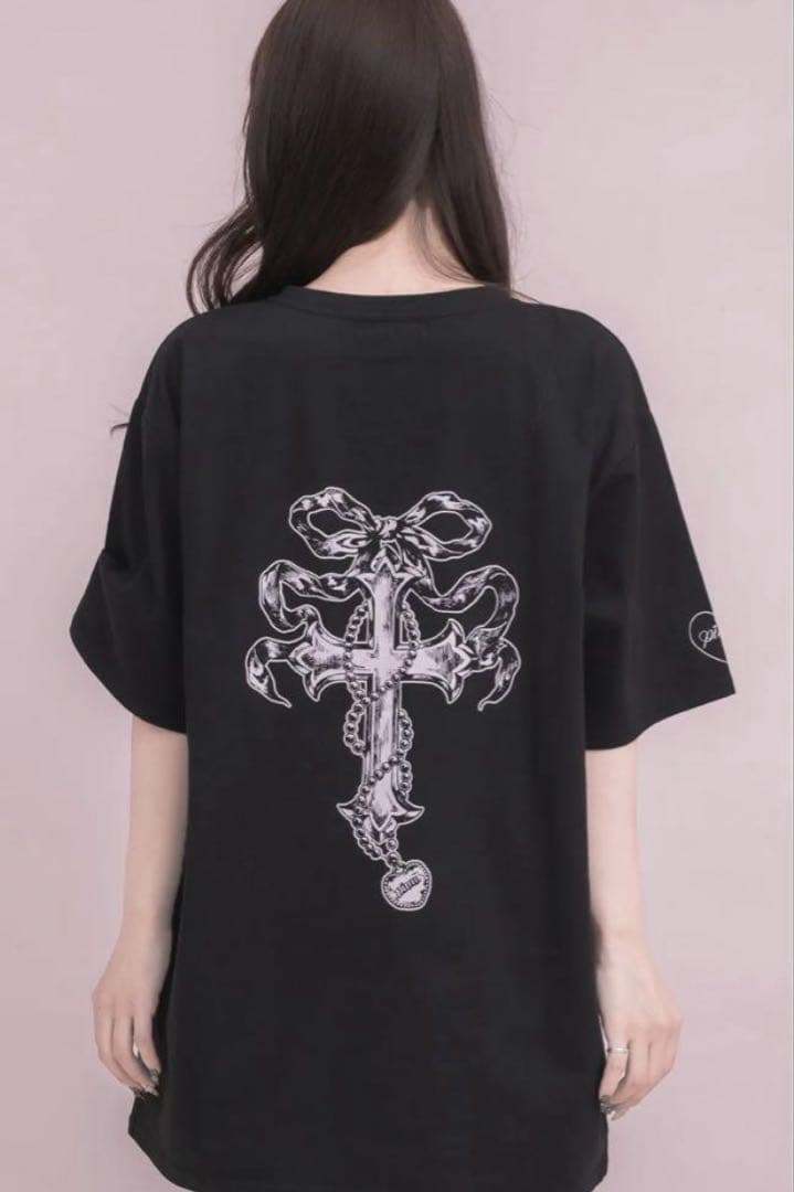 pium リボンクロスオーバーサイズ半袖 Tシャツ