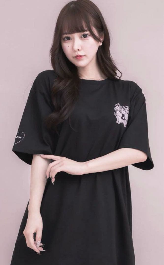 pium リボンクロスオーバーサイズ半袖 Tシャツ