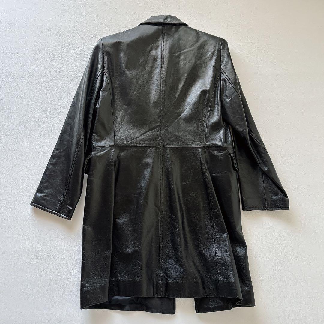 【高級】 美品✨BALMAIN ロングレザーコート ラムレザー　黒