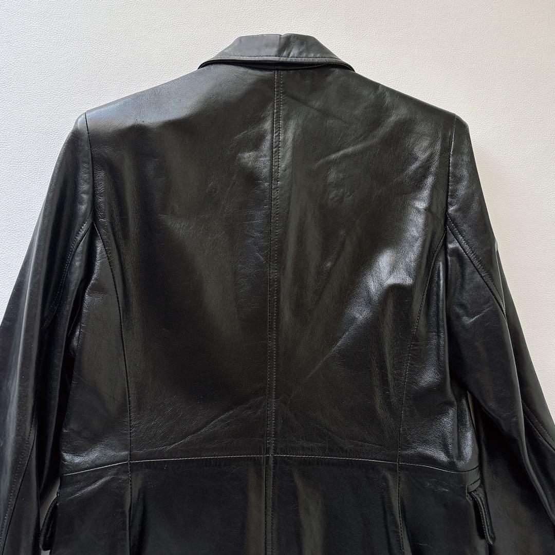 【高級】 美品✨BALMAIN ロングレザーコート ラムレザー　黒