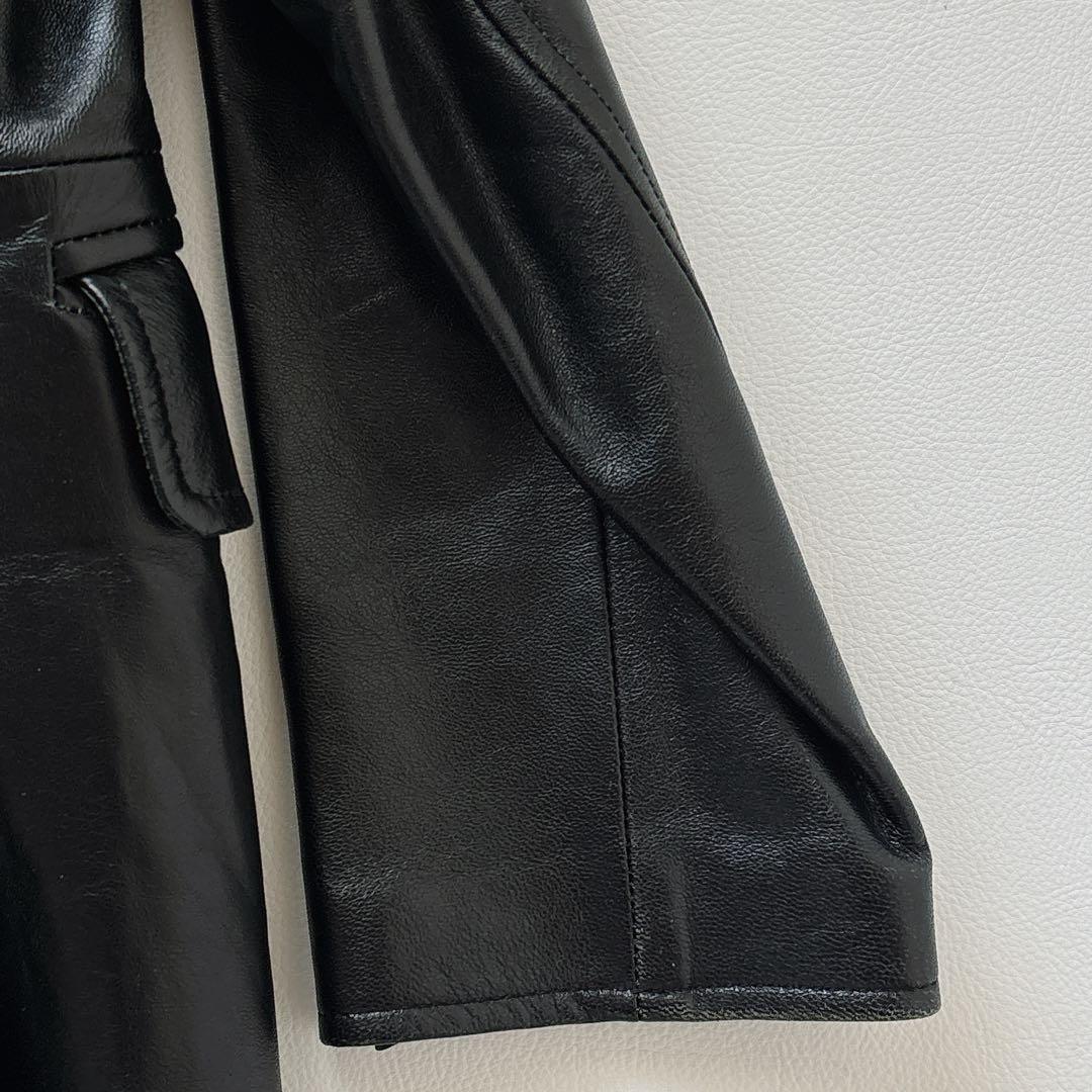 【高級】 美品✨BALMAIN ロングレザーコート ラムレザー　黒