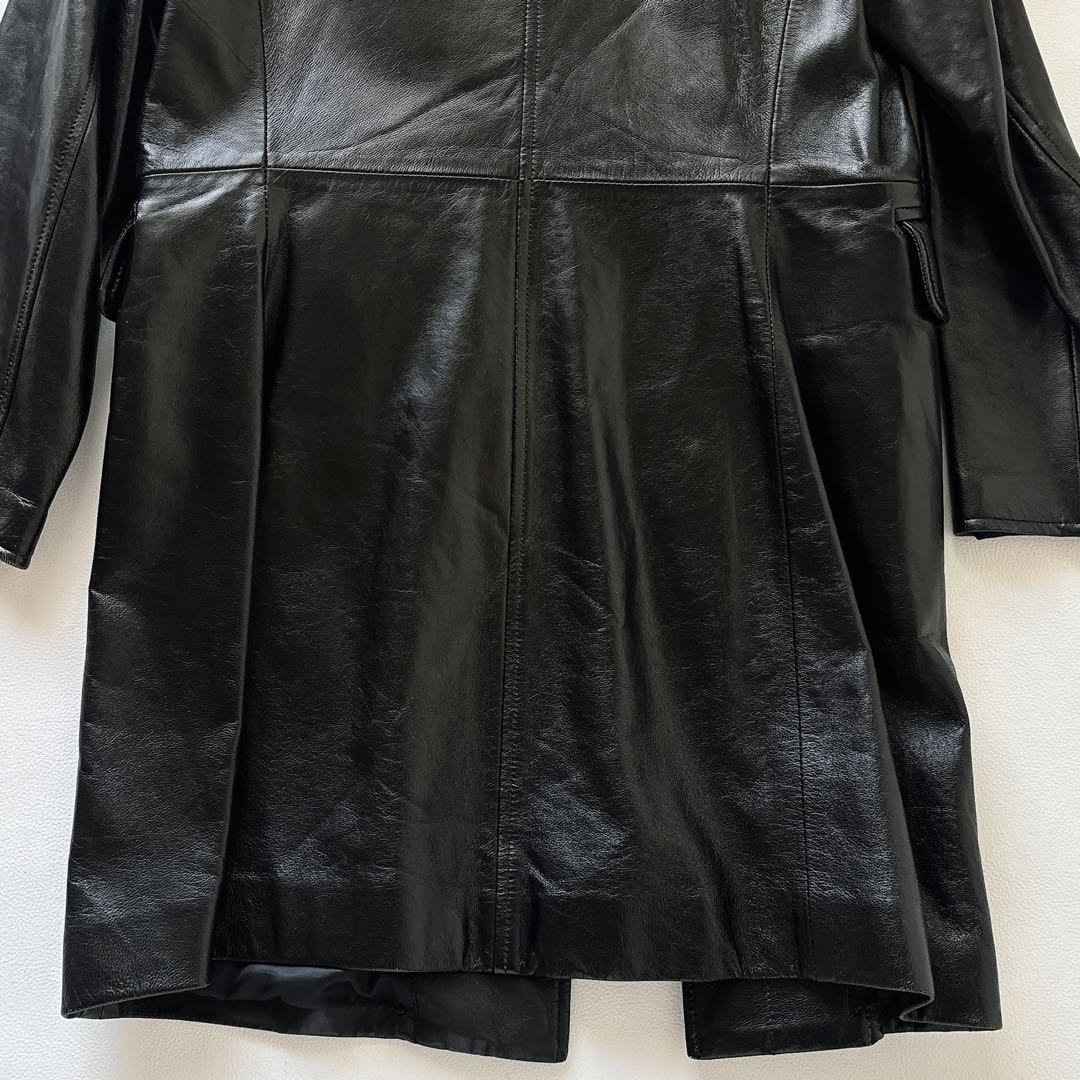 【高級】 美品✨BALMAIN ロングレザーコート ラムレザー　黒