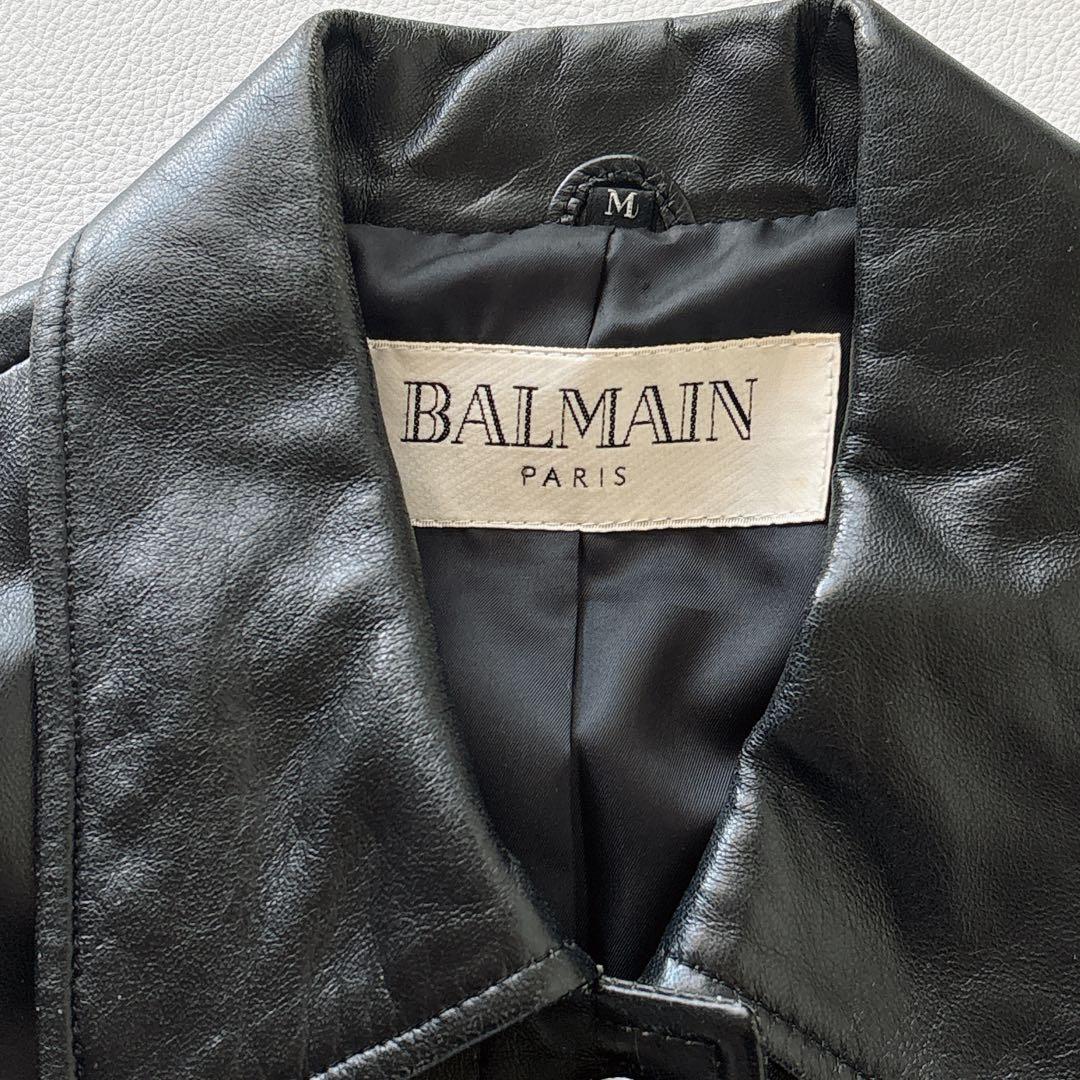 【高級】 美品✨BALMAIN ロングレザーコート ラムレザー　黒