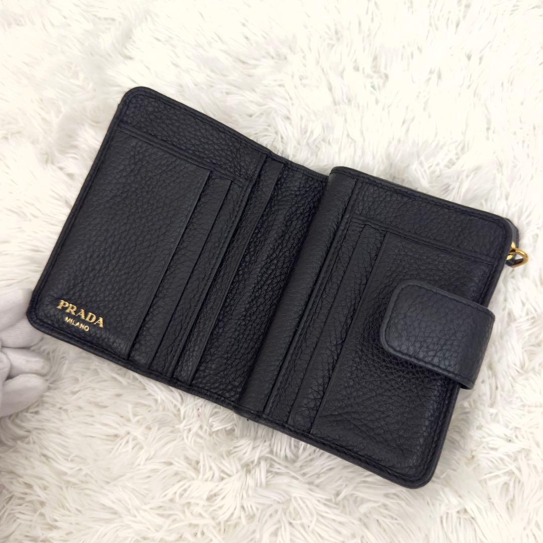 美品⭐️RFID搭載 PRADA プラダ ヴィッテログレイン ブラック レザー