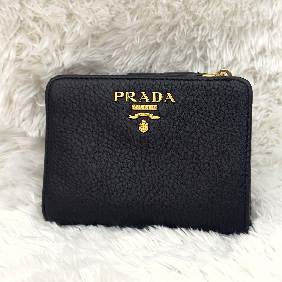 美品⭐️RFID搭載 PRADA プラダ ヴィッテログレイン ブラック レザー