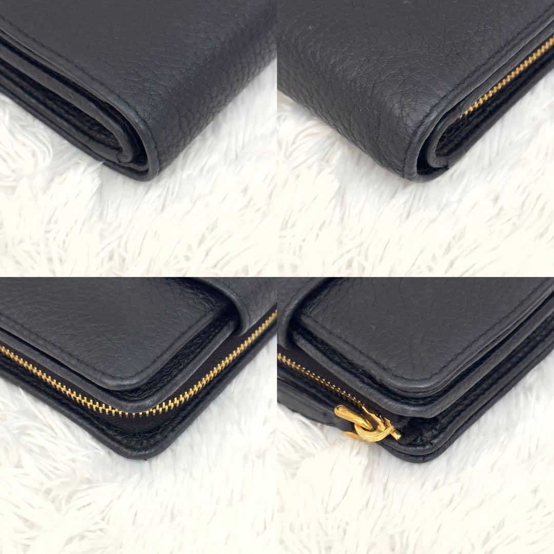 美品⭐️RFID搭載 PRADA プラダ ヴィッテログレイン ブラック レザー