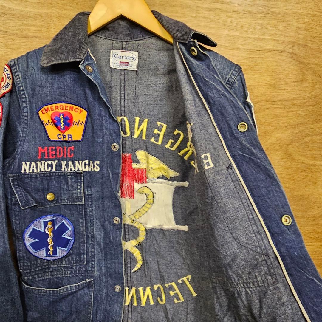 50s Carter’s デニムカバーオール　EMTロゴ　刺繍ワッペン
