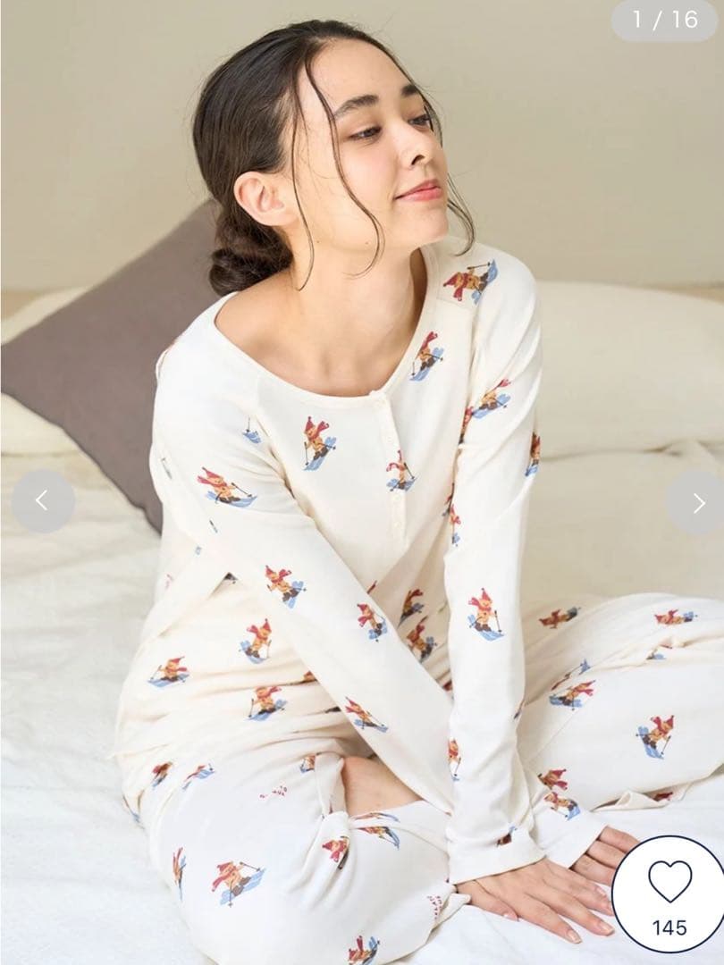 【新品未使用】ジェラートピケ♡HOLIDAY スキーベア柄ロンT アイボリー