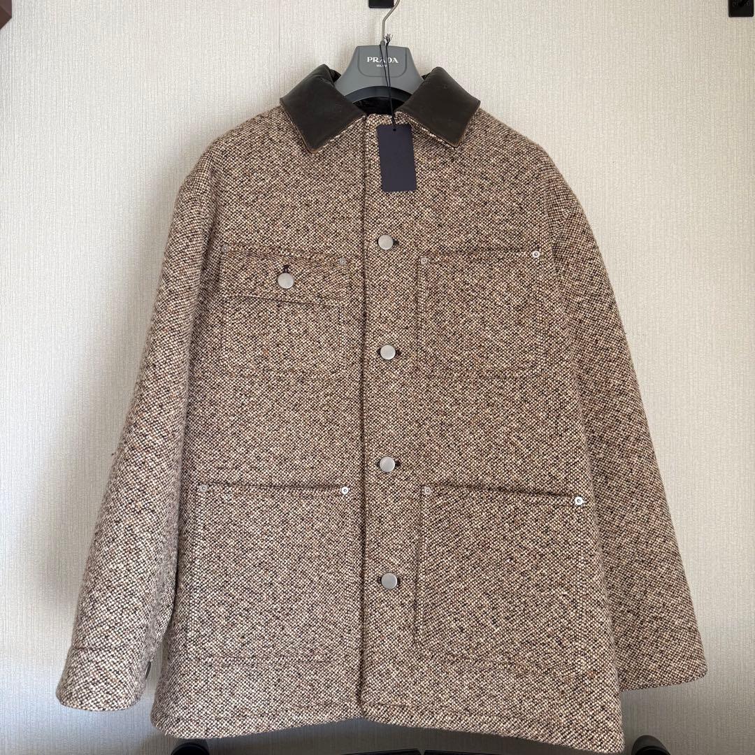 PRADA 24AWレザーカラー オーバー サイズジャケット コート XS