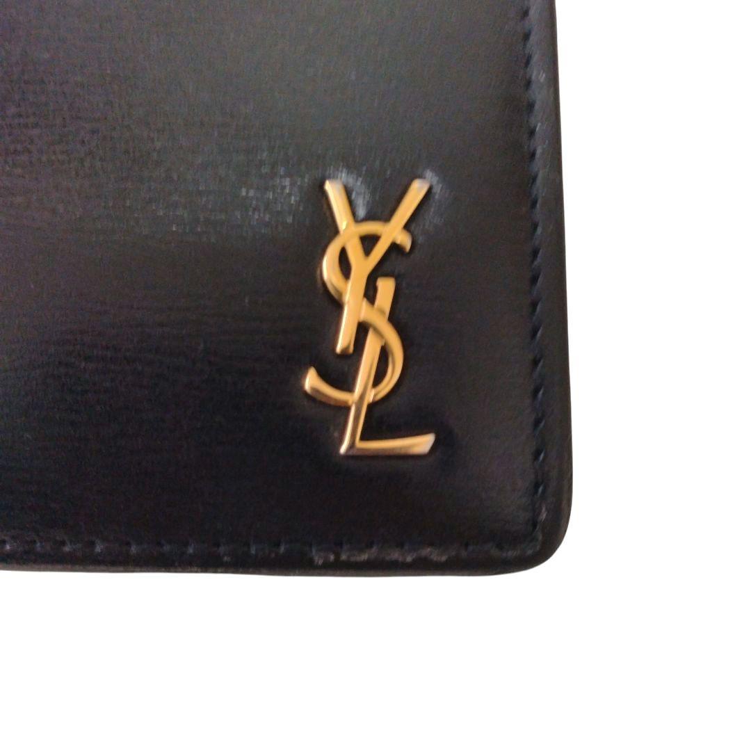 ✨美品✨サンローラン 二つ折り財布 レザー カサンドラ ゴールド金具 本革 黒