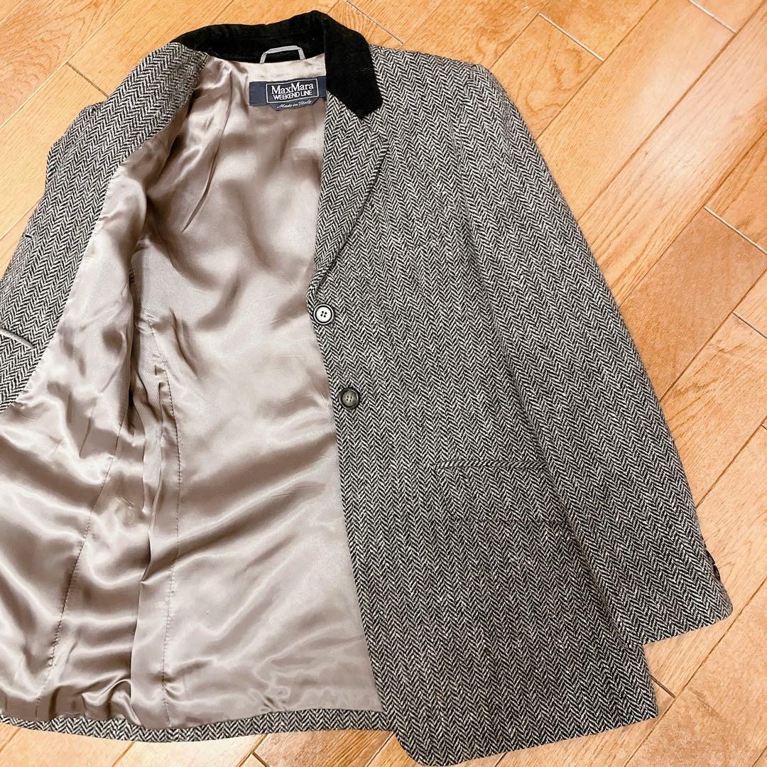 MAXMARA WEEKEND ヘリンボーンジャケットイタリア製40 ボタン欠品