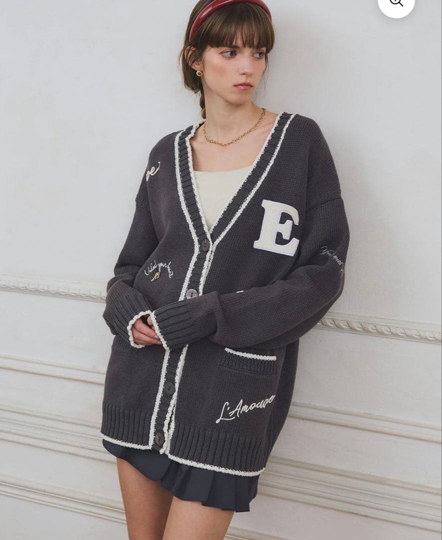 Embroideryモチーフニットカーディガン