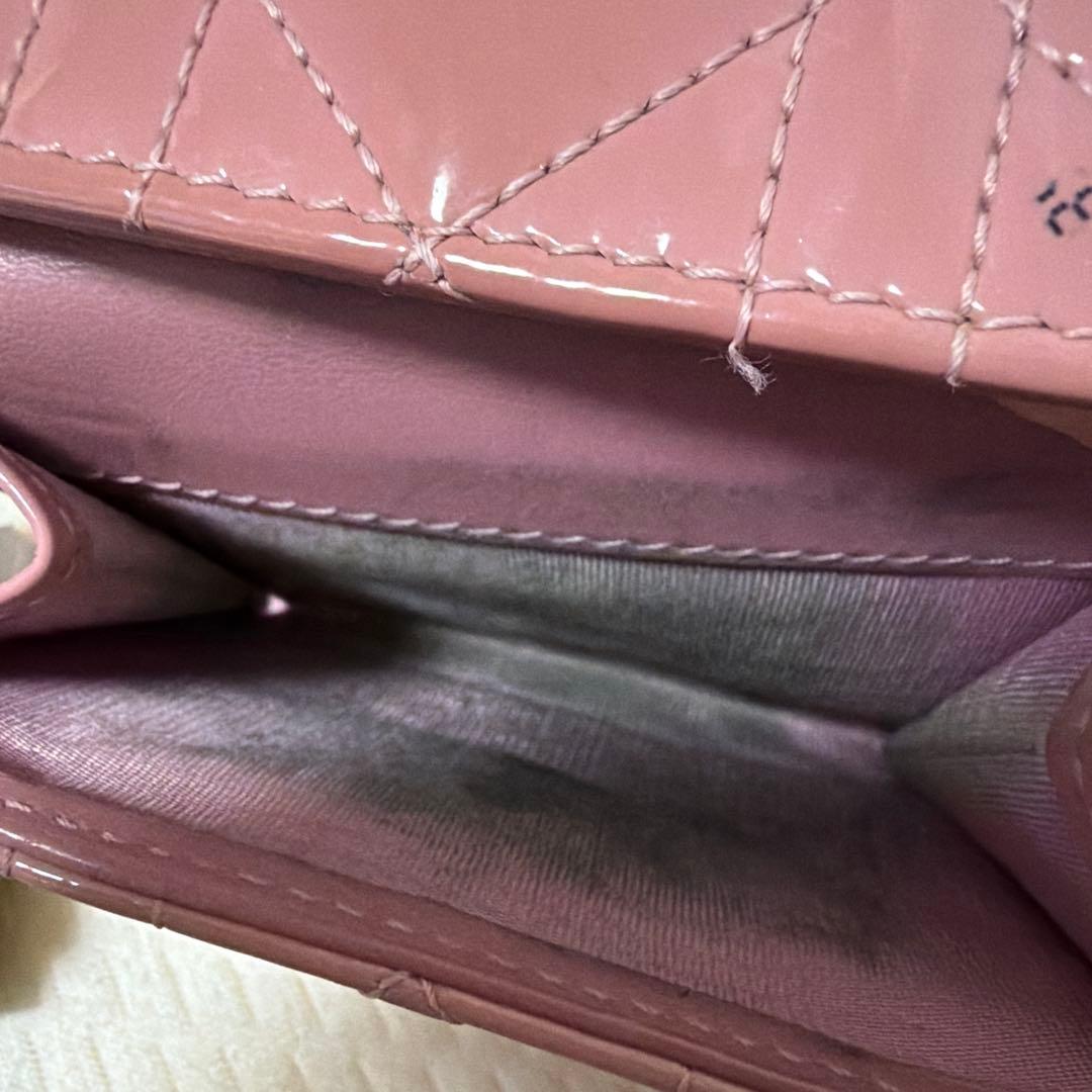 Dior パテントレザー ピンク 三つ折り財布