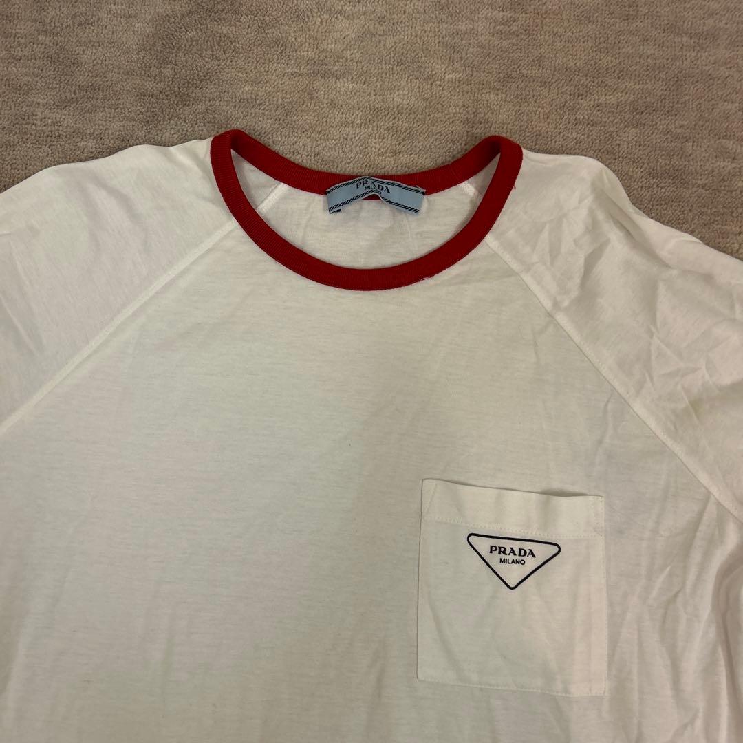 ぴ*ん様 PRADA ホワイト Tシャツ 半袖 ポケット付き