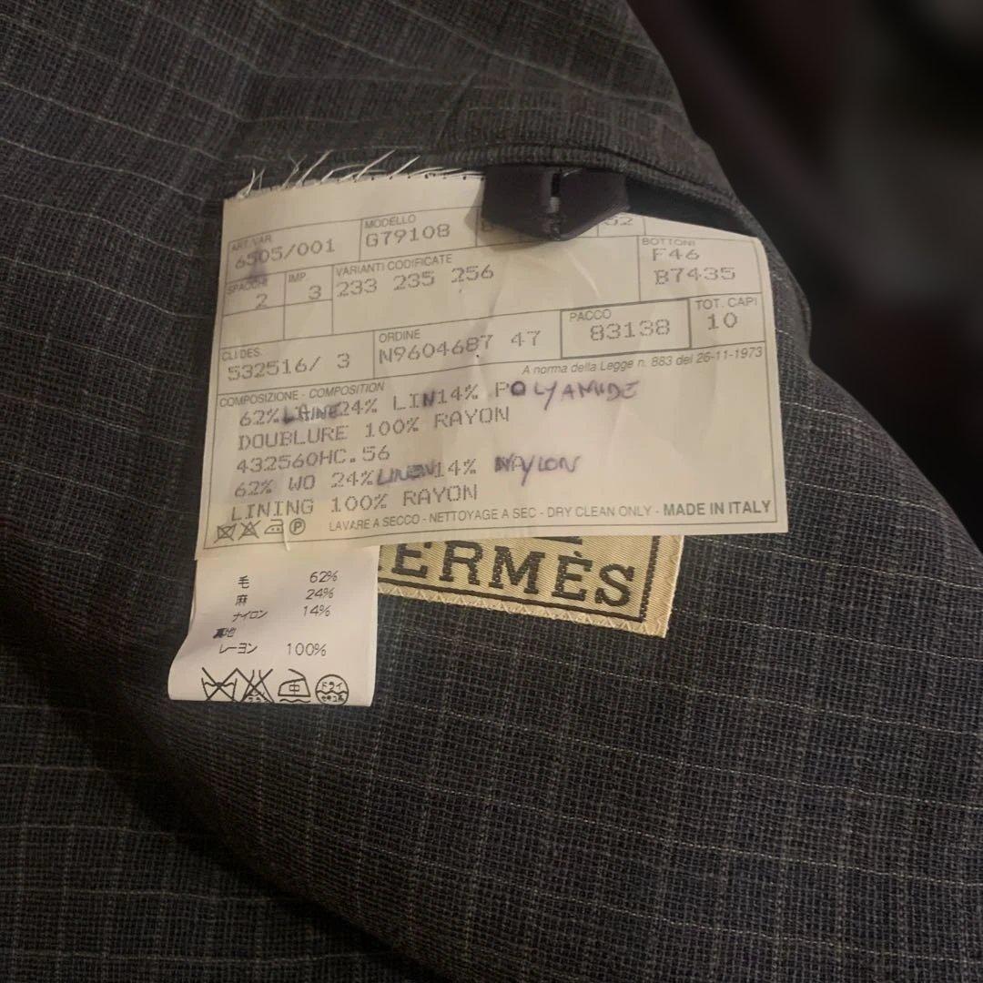 ⭐️HERMES グレー チェック柄 テーラードジャケット未使用⭐️